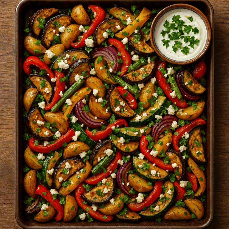 Foto Groente traybake met harissa en feta