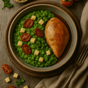 Broccoli stamppot met  oude kaas zontomaat en kipfilet