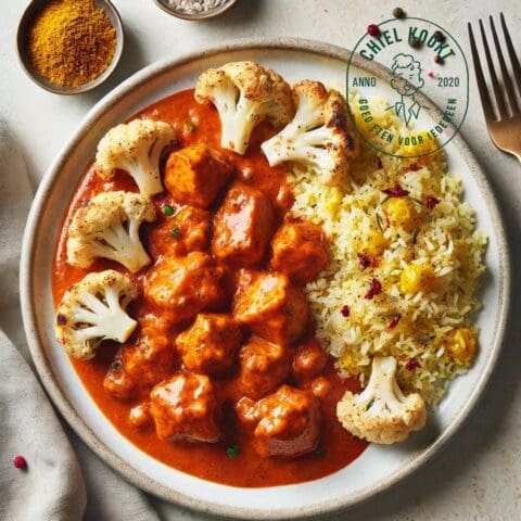 Foto Indiaanse butter chicken met rijst